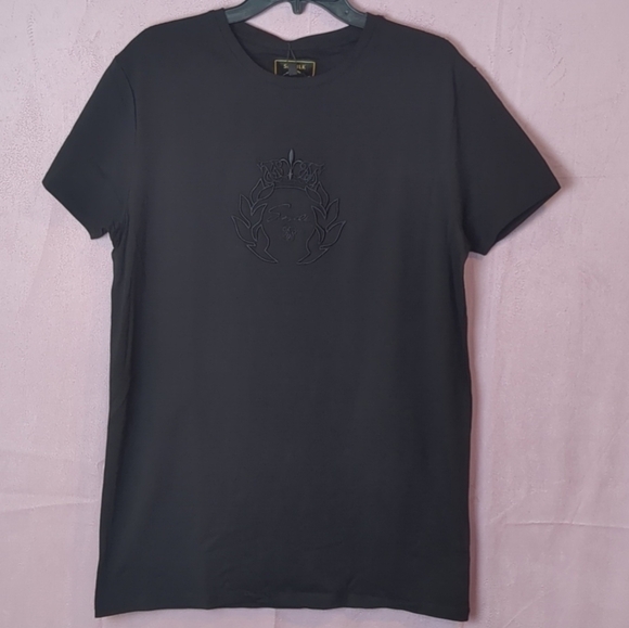 SikSilk Short Sleeve Prestige Embroidery Gym Tee in Black size Large - Picture 1 of 6